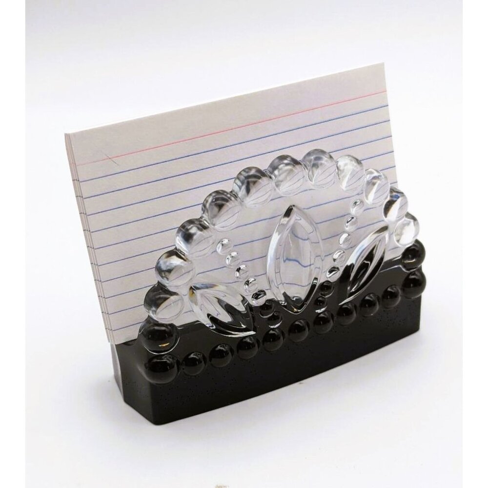 Napkin or Note Holder Epoxy Resin Clear and Black Detailed Hand Crafted NEW